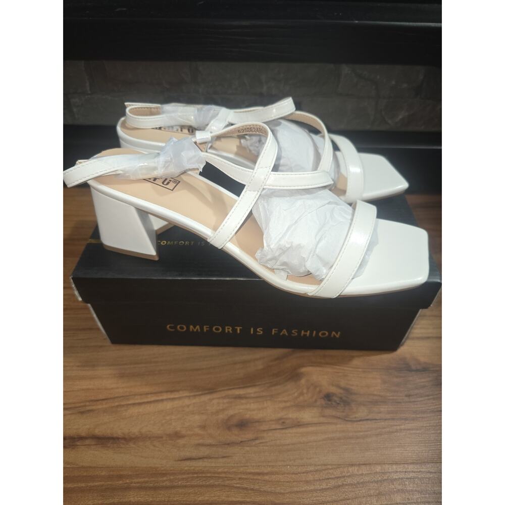 IDIFU IN2 Strappy Heels for Women Square Toe Low Chunky Block Heels White Sz 8.5 - Picture 3 of 7